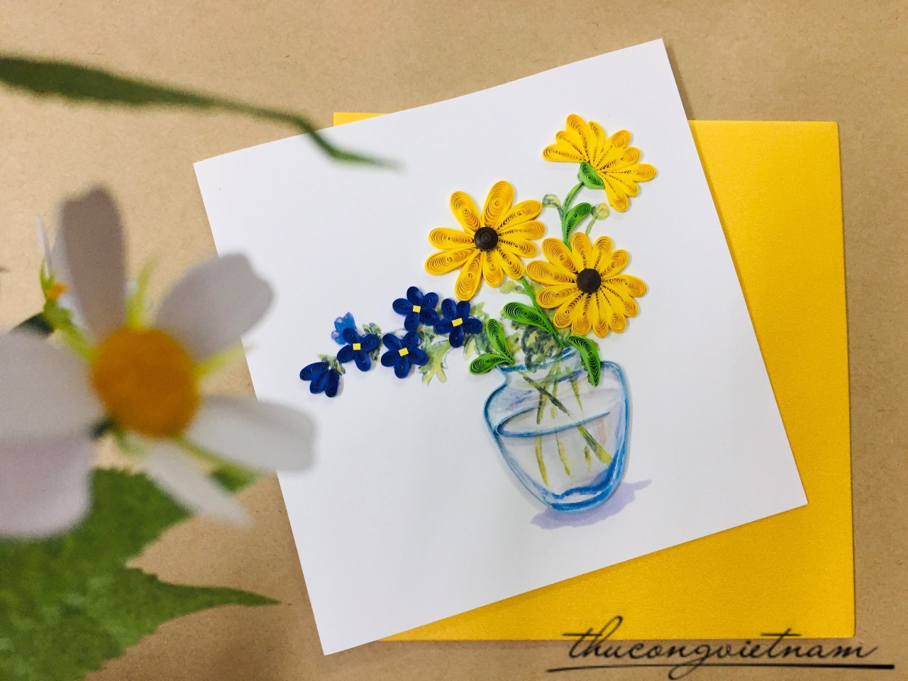 Thiệp Quilling Hoa Mẫu 3